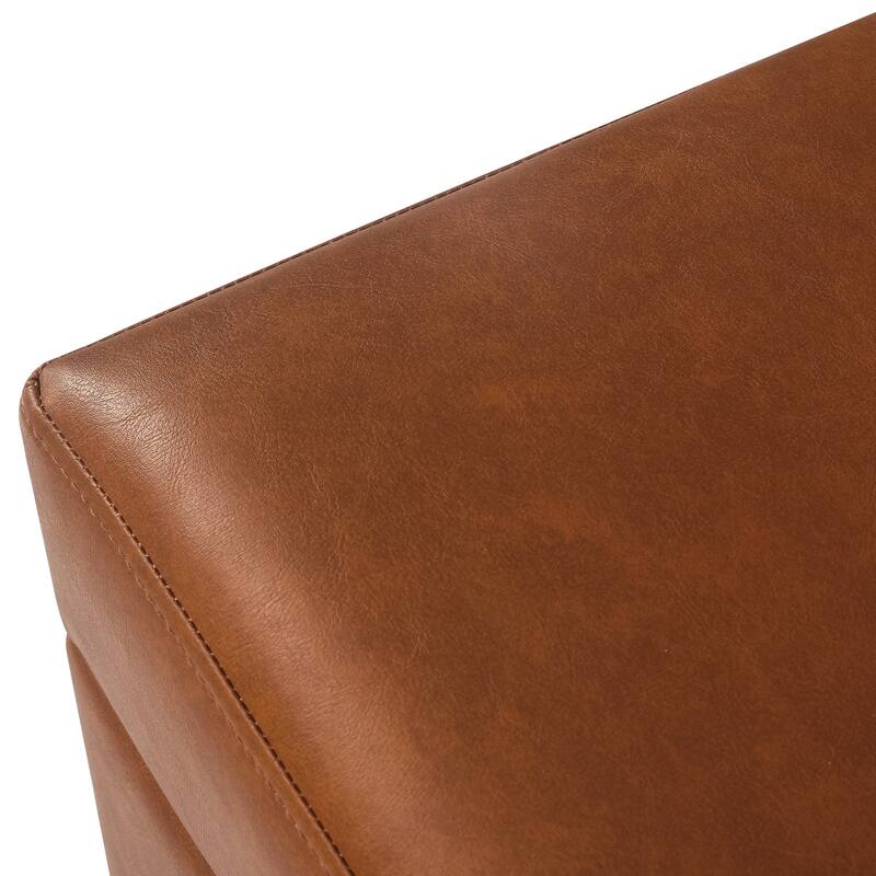 Adeco Faux Leather Storage Ottoman for Living Room