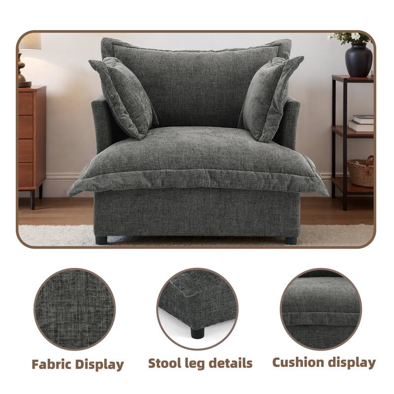 Double Layer Cushion Comfy Cloud Modular Sectional Sofa Couch Ottoman