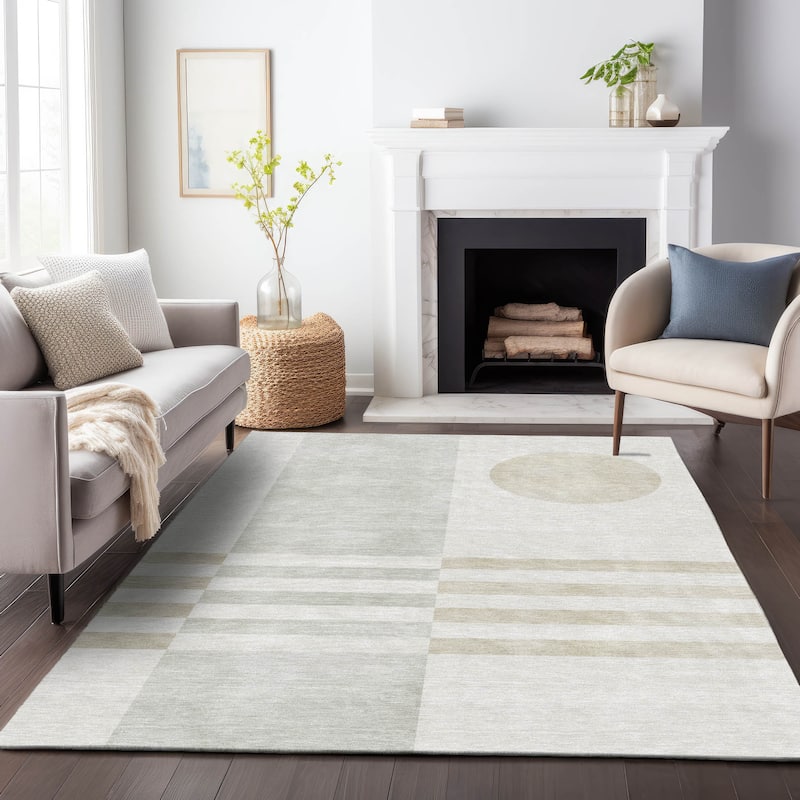 Machine Washable Indoor/Outdoor Modern Fusion Chantille Rug