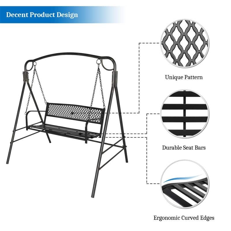 2-person Outdoor Metal Hanging Porch Swing