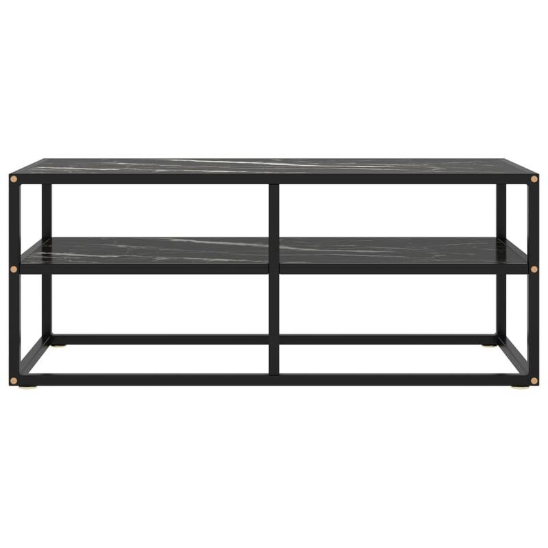 vidaXL TV Stand Black with Black Marble Glass 39.4"x15.7"x15.7"
