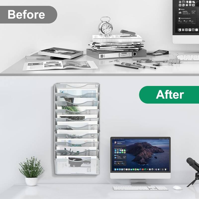 Hanging Wall File Holder, Paper Storage Organizer