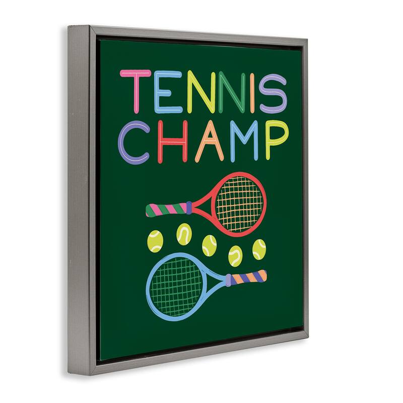 Stupell Tennis Champ Racket & Balls Framed Floater Canvas Wall Art Design By Sazerelli Designs