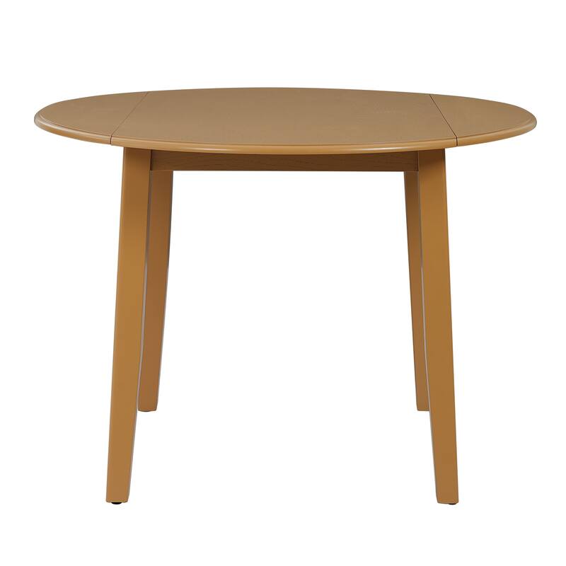 Extendable Round Wood Dining Table with Folding Leaf for Small Spaces