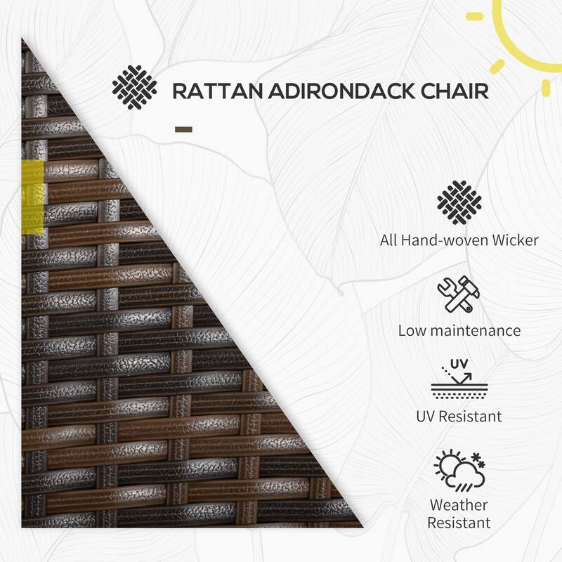 Patio Wicker Adirondack Chair with Soft Cushions, Tall Curved Backrest & Comfortable Armrests