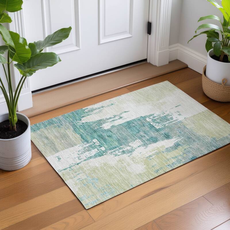 Machine Washable Indoor/ Outdoor Contemporary Fusion Chantille Rug