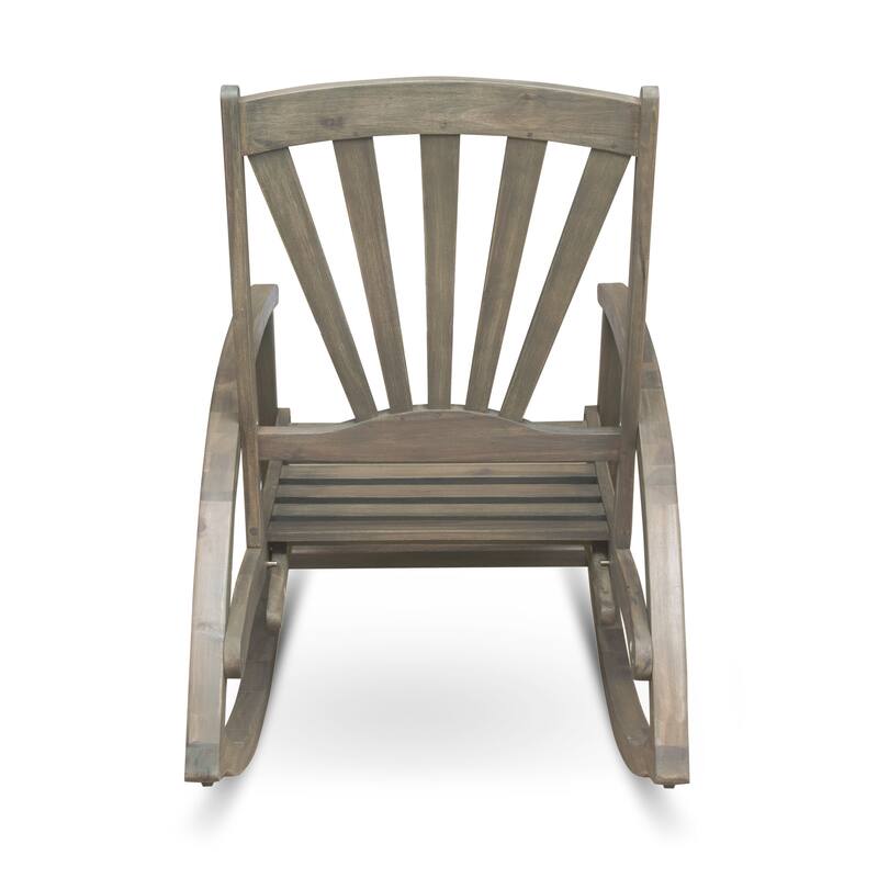 Cusp Barn Acacia Wood Design Resistant Reclining Rocking Chair, Retractable Footrest With Rocking Feature