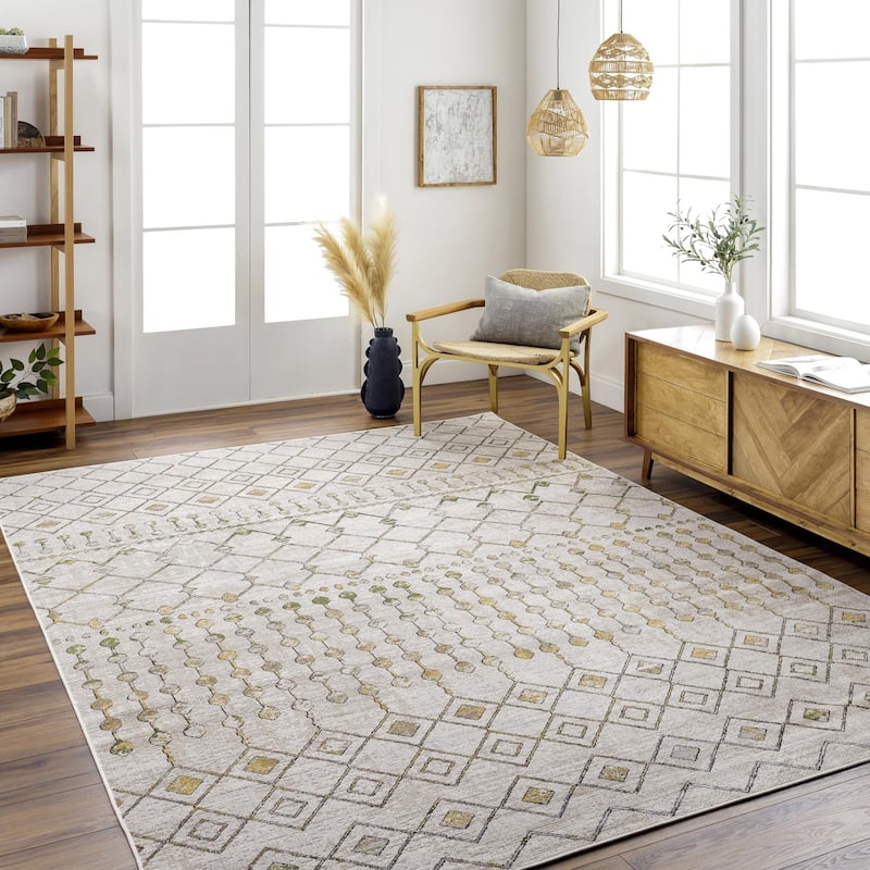 Livabliss Lavadora Bohemian Diamond Washable Area Rug