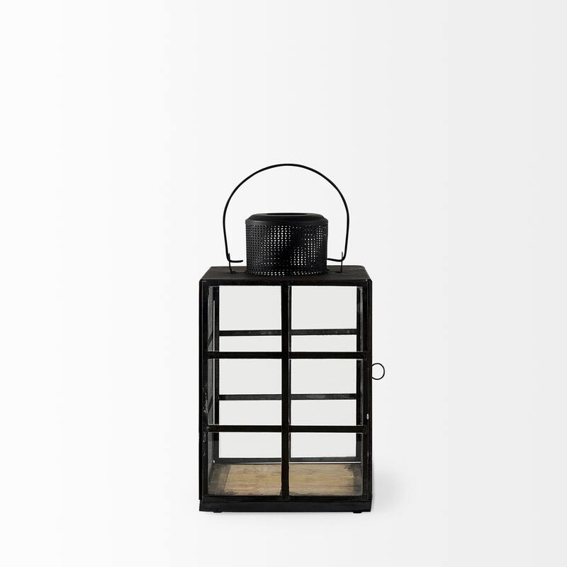 Gamfield Small Black Metal & Glass Candle Holder Lantern