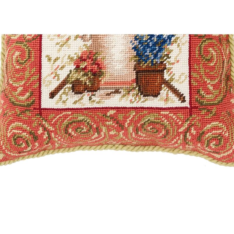 14" x 14" Garden Tools Number 2 Needlepoint Pillow