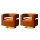 preview thumbnail 86 of 114, HULALA HOME Carisa Modern Upholstered Swivel Open-Back Barrel Chair with Golden Base
