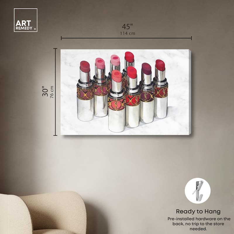 Doll Memories - Lipsticks 22 Canvas by Art Remedy, Gallery Wrapped