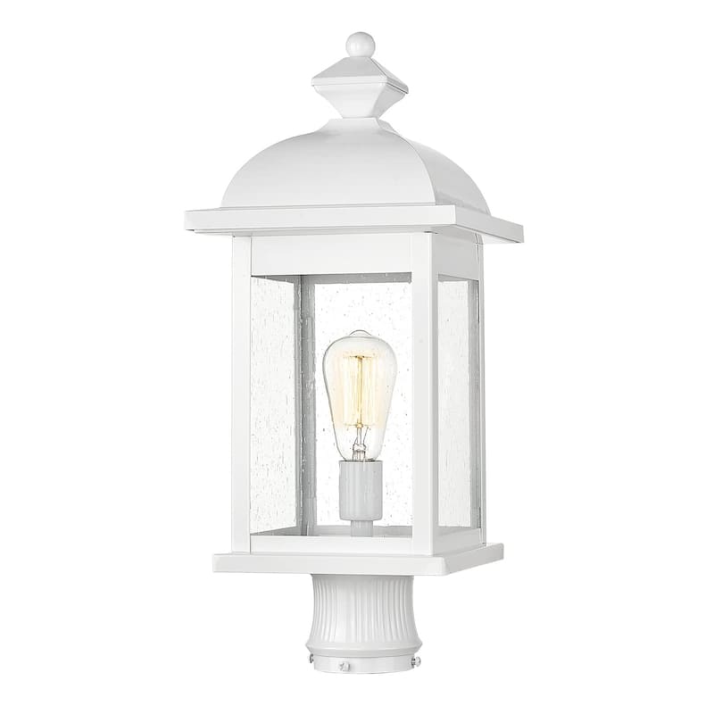 21 Inch Post Light with Seeded Glass - White