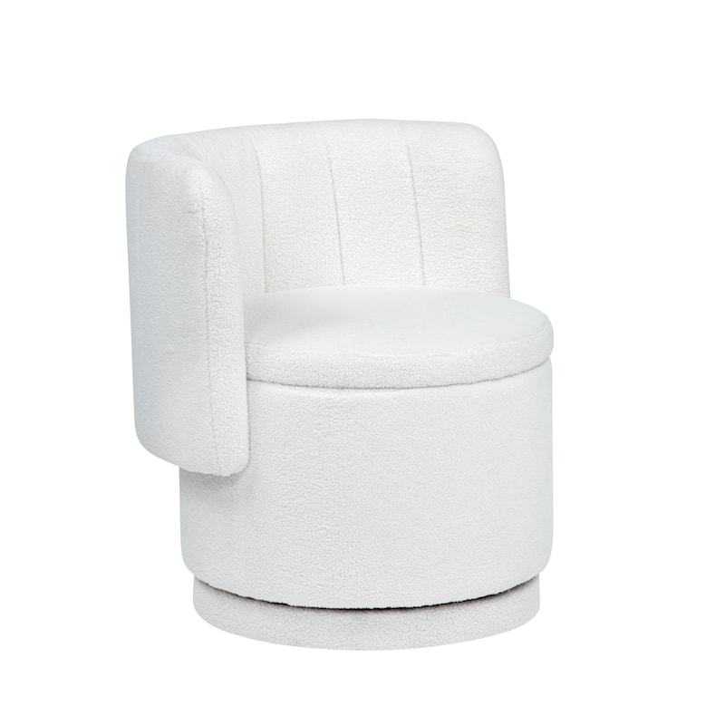 Boucle Swivel Chair with Storage Base