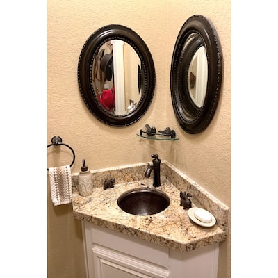 12-in Round Self Rimming Hammered Copper Bathroom Sink (LR12RDB)