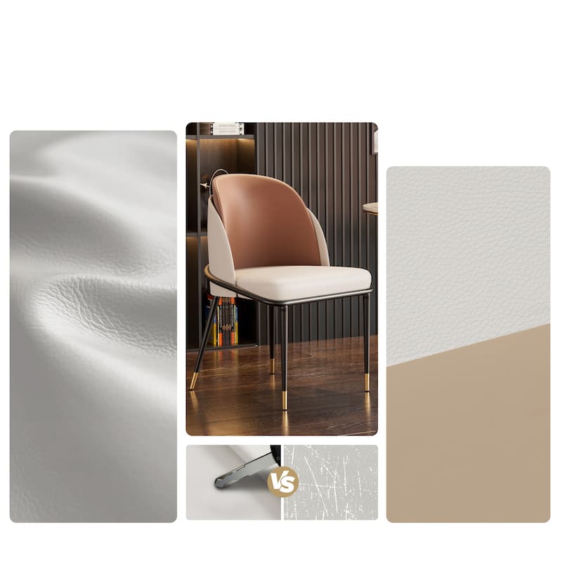 Set of 2 Microfiber Leather Upholstered Dining Chairs with Metal Legs - 20"x21"x32"