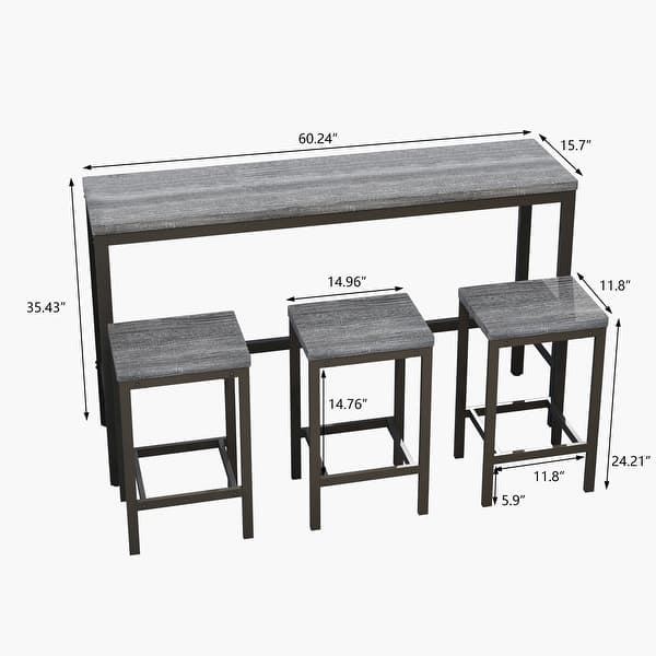 4-Piece Kitchen Bar Dining Table Set with 3 Stools - On Sale - Bed Bath ...