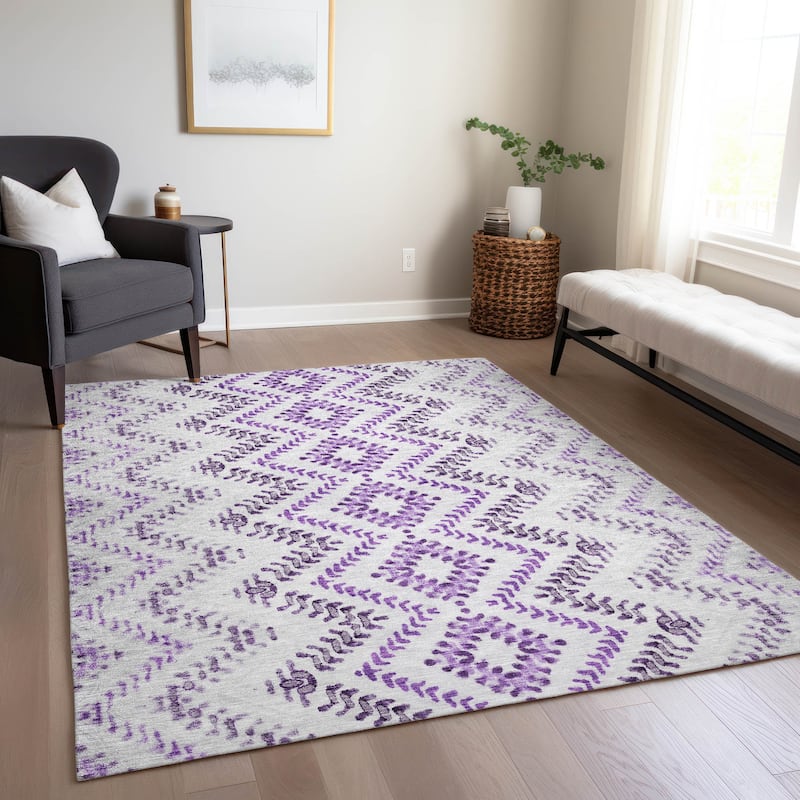 Machine Washable Indoor/ Outdoor Chantille Boho Global Rug