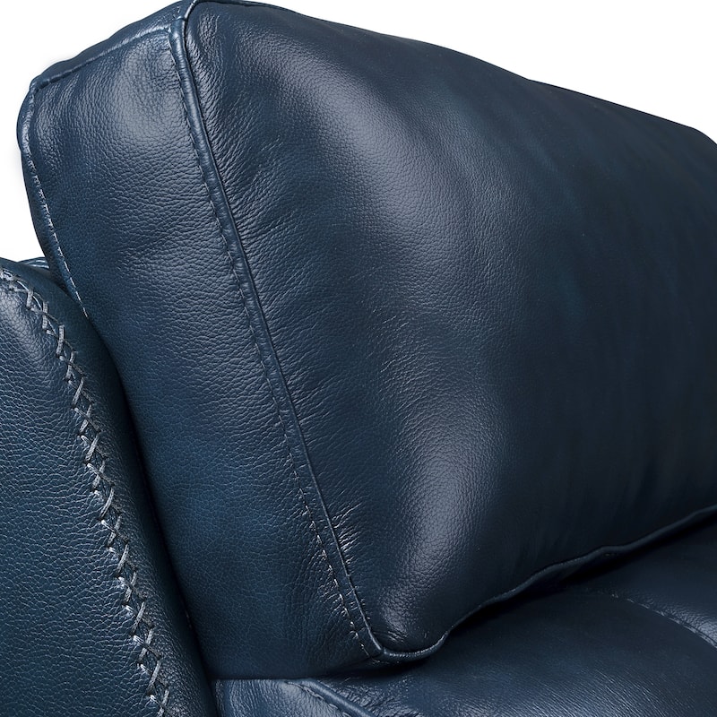 Genuine Leather Power Recliner Sectional Sofa with Ajustable Headrest, Power Lumbar, USB&USB-C Port