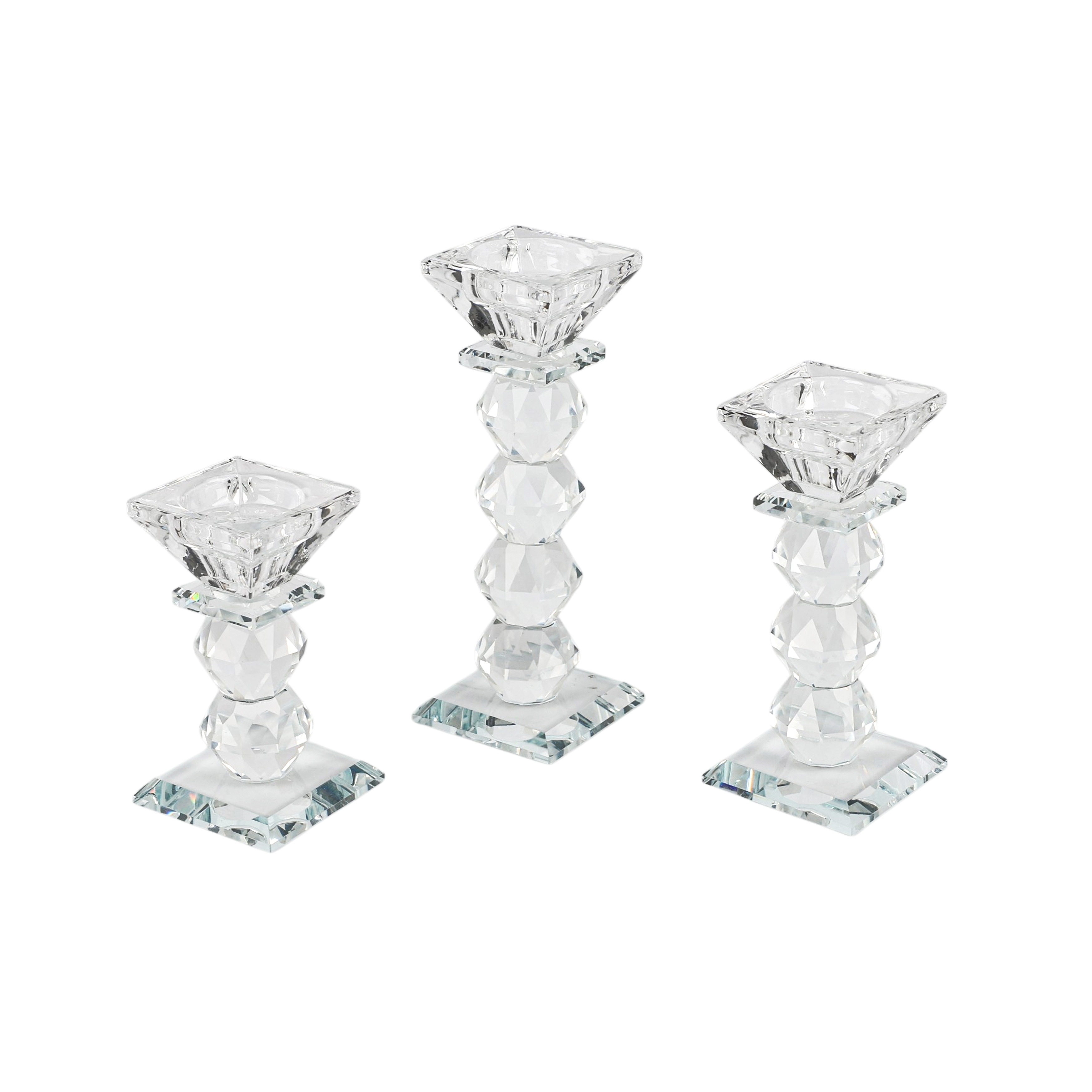 Saro Lifestyle Crystal Pedestal Candle Holder - Faceted Glass Votive Stand, Decorative Tabletop Accent