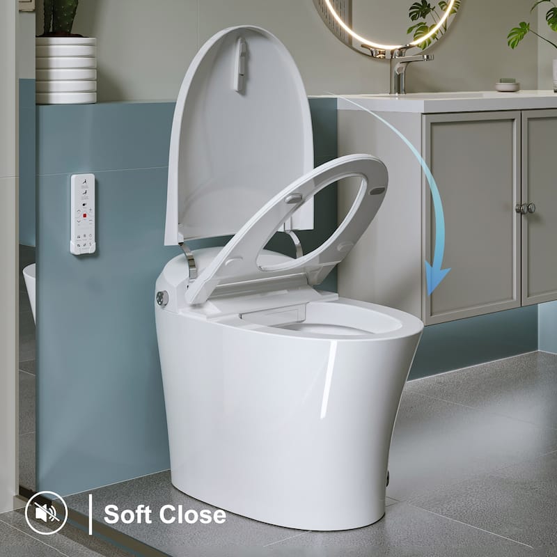 HOROW T16 Tankless Elongated Smart Bidet Toilet with Heated Seat, Warm Water Washing and Remote Control - 12" Rough in
