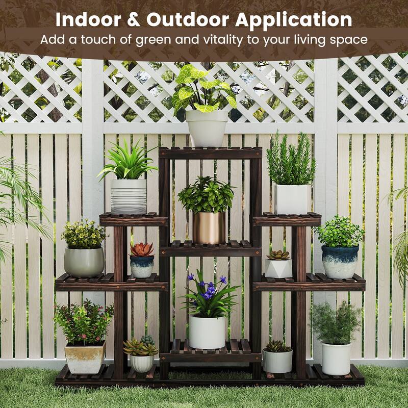 Gymax 6-Tier Flower Wood Stand Plant Display Rack Multifunctional - See Details