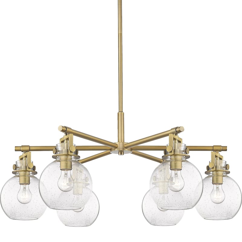 Innovations Lighting 411-6CR-16-26 Newton Sphere Chandelier Newton - Brushed Brass / Seedy