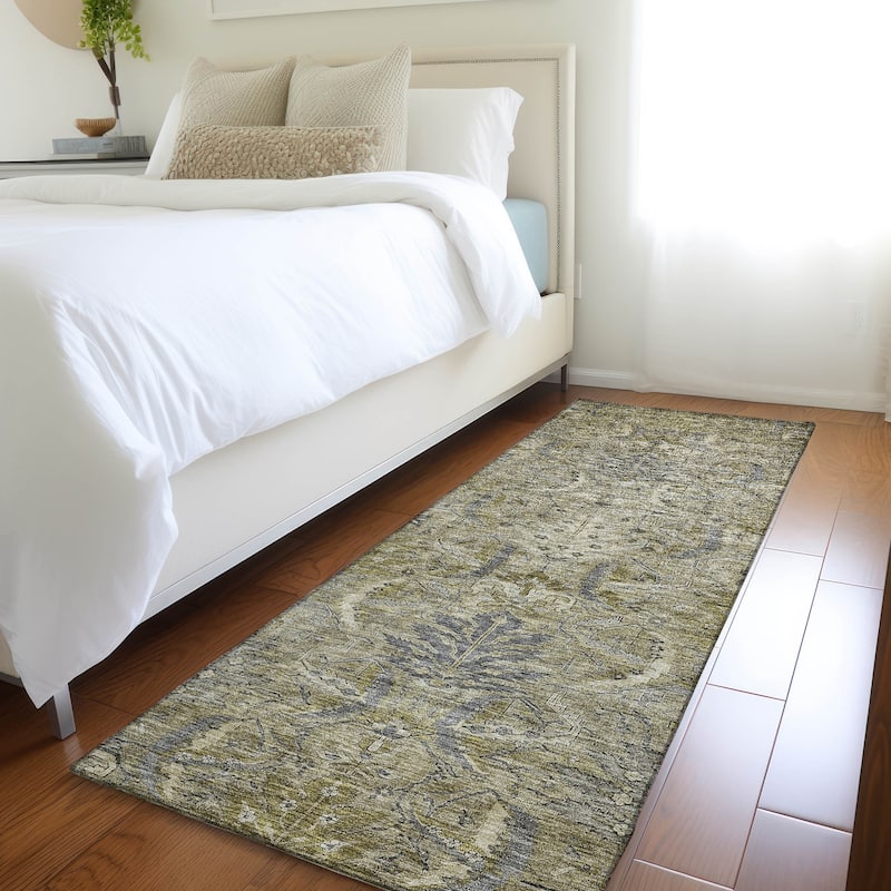 Machine Washable Indoor/ Outdoor Boho Traditional Chantille Rug - Taupe - 2'3" x 7'6"