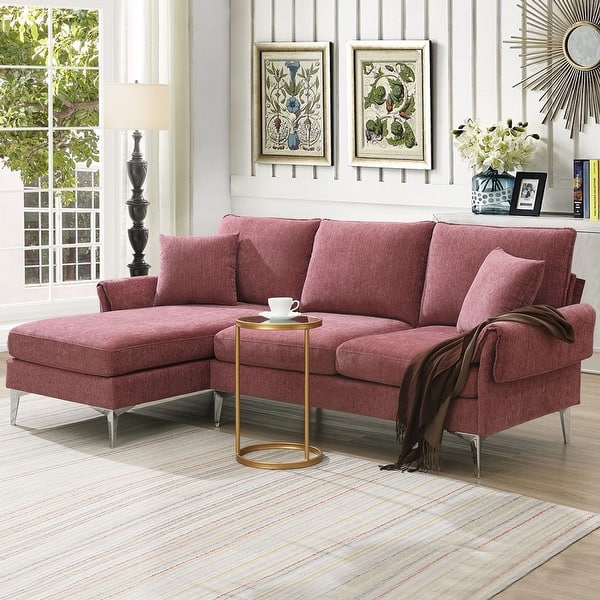 Pink Free Combination Sectional Sofa Set w/Reversible Chaise & Pillows - Bed Bath & Beyond