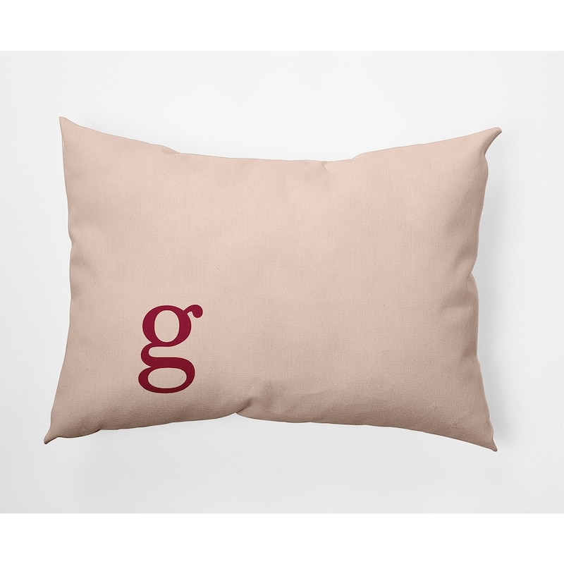 Modern Monogram Indoor/Outdoor Throw Pillow-G - 14" x 20" - Cranberry