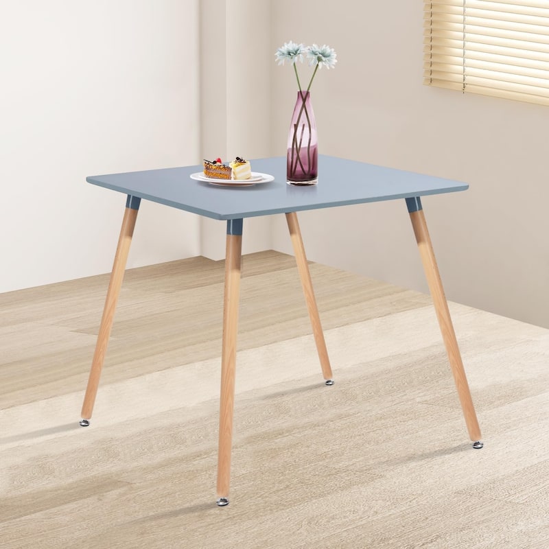 Homylin 31.5" Modern Square Dining Table with Wooden Legs, Black or Gray Blue