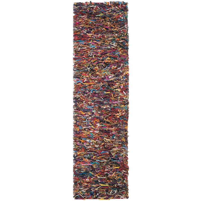 SAFAVIEH Handmade Leather Shag Carlijn Modern Leather Rug