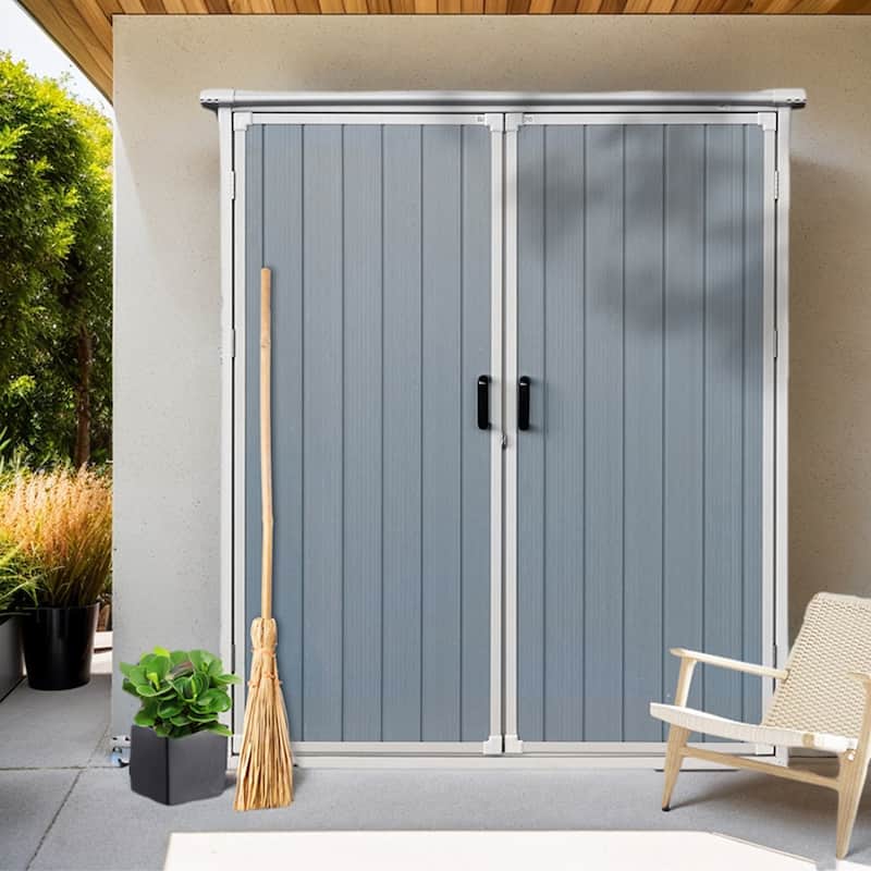 5 x 3FT Waterproof Resin Shed for Outdoor Storage, Lockable Doors - 5x3FT