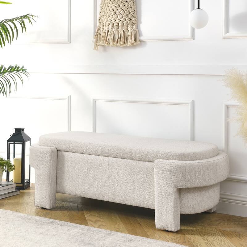 Chenille Upholstered Bench