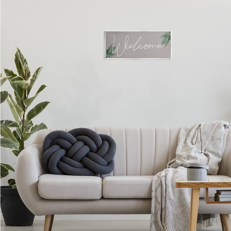 Stupell Welcome on Grey with Herbs Wall Plaque Art Design By Lil' Rue