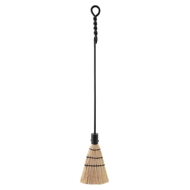 Achla Designs Extra Long Rope Design Fireplace Brush Tool, 36 Inch Tall, Black