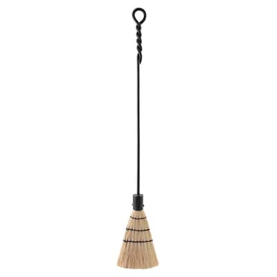 Achla Designs Extra Long Rope Design Fireplace Brush Tool, 36 Inch Tall, Black