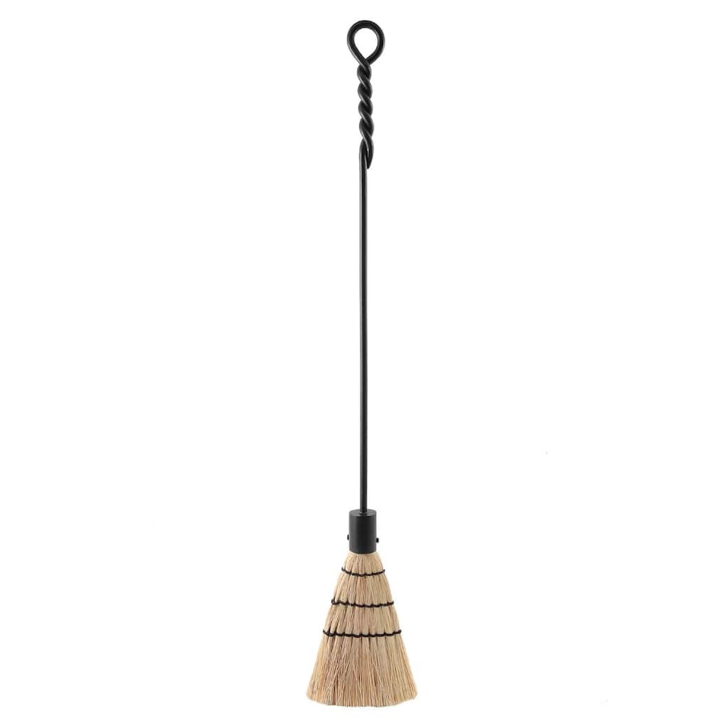 Achla Designs Extra Long Rope Design Fireplace Brush Tool, 36 Inch Tall, Black