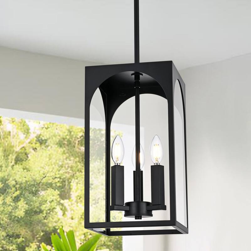 3-Light Large Outdoor Pendant Light Fixtures, Exterior Hanging Lantern Porch Light Adjustable, Hanging Lamp