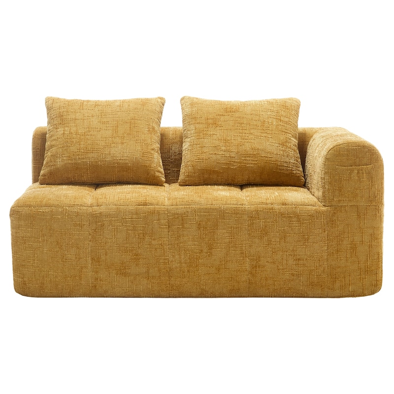 Chenille Loveseat Sofa Upholstered Deep Seat Sofa, Lounge Couch Corner Sofa Minimalist Modular Couches for Apartment