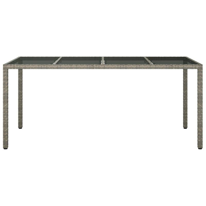 vidaXL Patio Table 74.8" Tempered Glass and Poly Rattan Table Multi Colors - 74.8 x 35.4 x 29.5 in