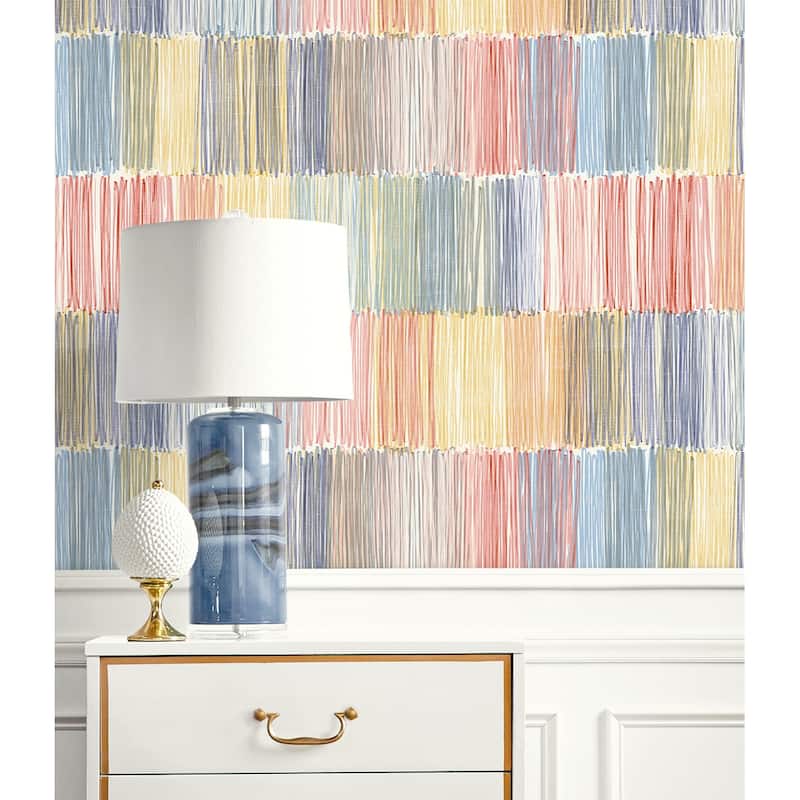Lillian August Arielle Abstract Stripe Embossed Vinyl Unpasted Wallpaper