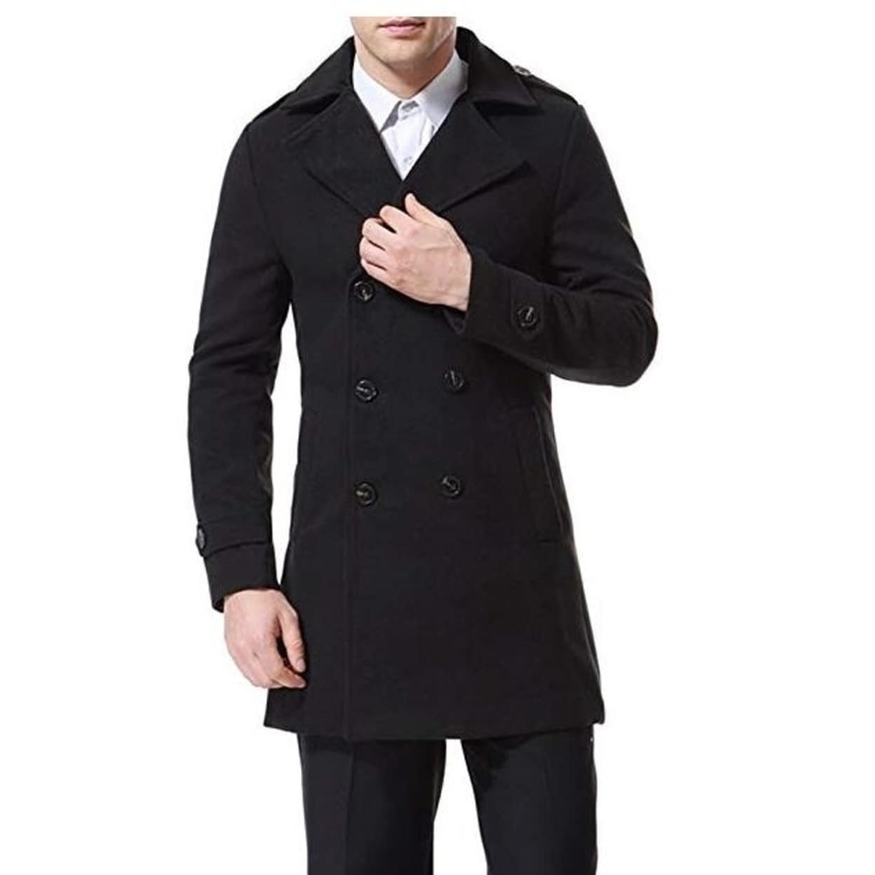 Mens slim fit double breasted peacoat Clearance