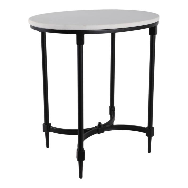 Marble Side Table Round Top Metal Base Small Spaces Home Decor