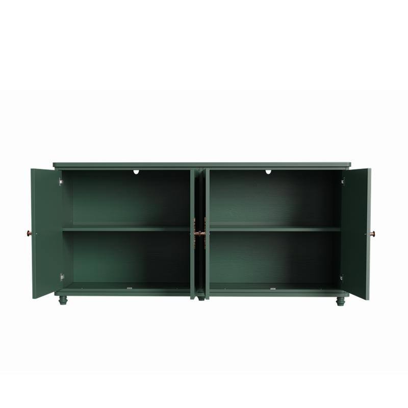 60"W Kitchen Buffet Sideboard Cabinet With Adjustable Shelves, 4 Doors Mid-Century Cupboard Set Of 2