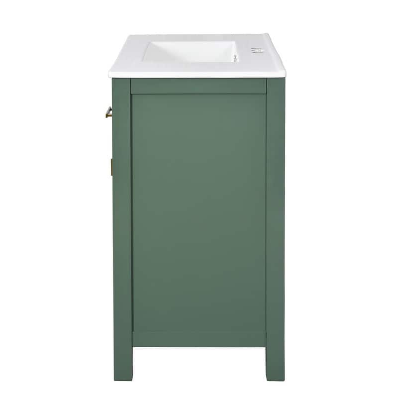 36" Modern Freestanding Bathroom Vanity Set - Ceramic Sink Combo with 4 Drawers & 2 Cabinets, Solid Wood Frame Storage Cabinet‌.
