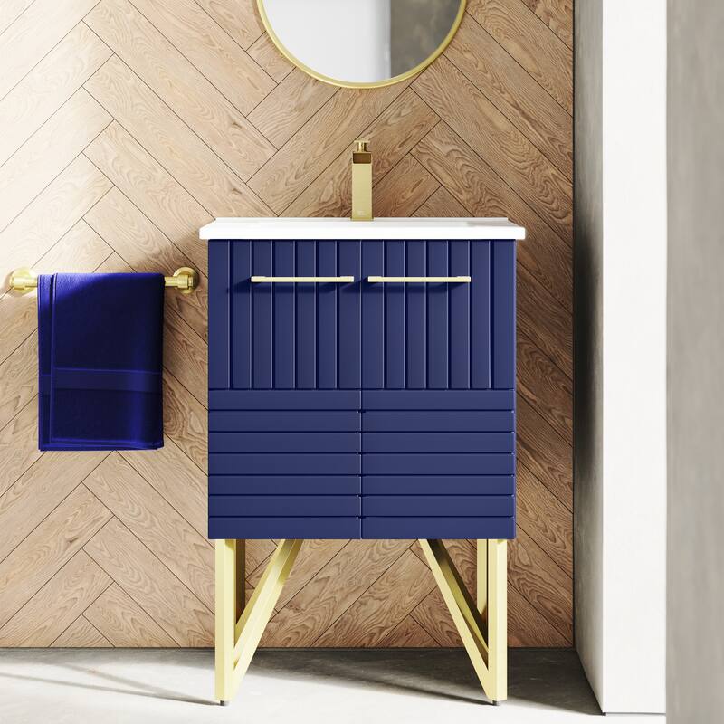 Swiss Madison SM-BV252 Annecy 24" Free Standing Single Basin Vanity - Granger Blue - Granger Blue - Painted
