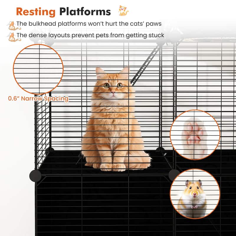 Costway 3-Tier Indoor Metal Wire Kitten Enclosure with 2 Ramps, Pet - See Details