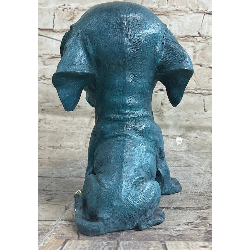 Bobble Head Style Labrador Retriever Puppy Dog Bronze Metal Figure Statue Art