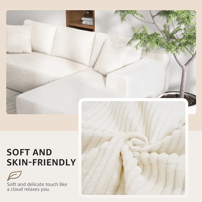 Corduroy L-Shaped Sofa Modular Movable Applicable Living Room Furniture Sets